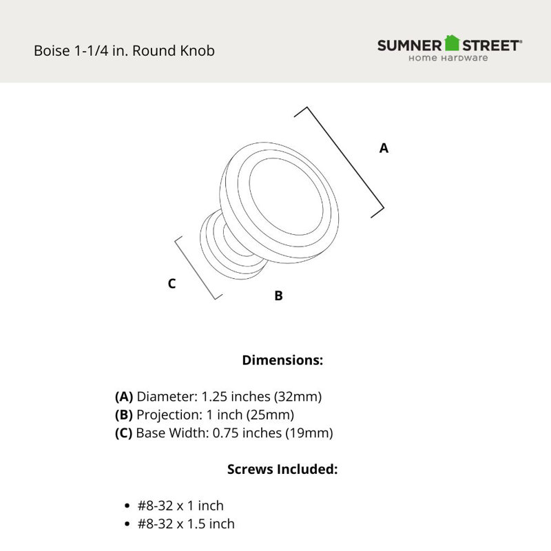 Boise 1-1/4" Knob Oil Rubbed Bronze Round