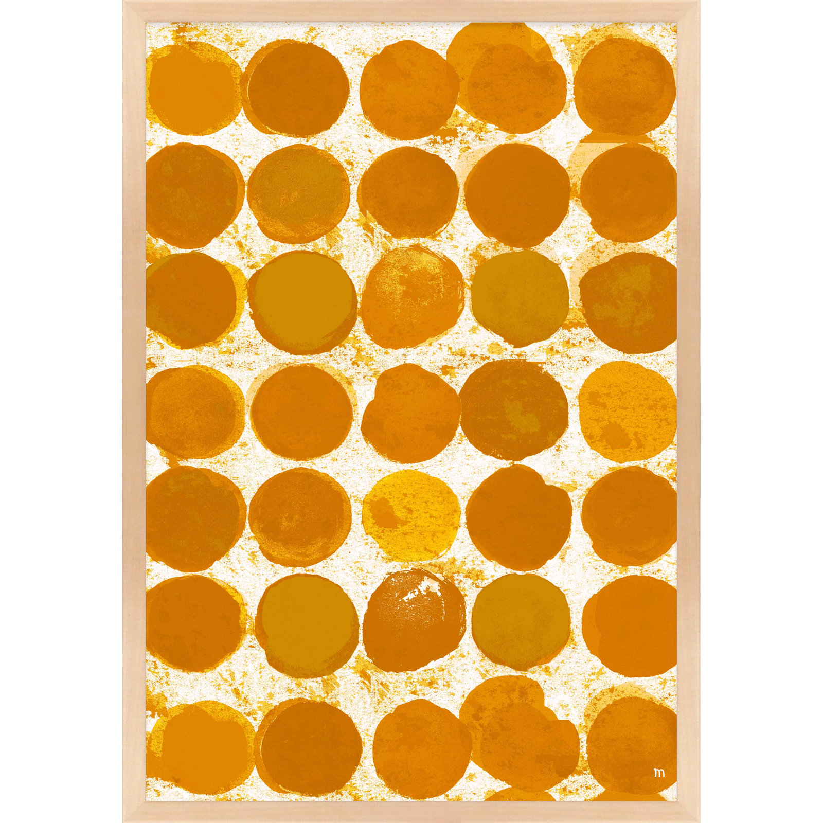 Satori Dots Pattern Curry by Studio M, 20" H x 14" W x 1.25" D, Maple Framed