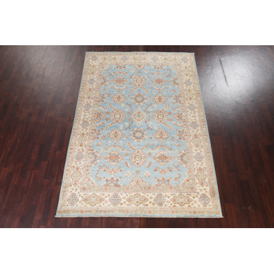 Tapis turc Oushak à motif végétal noué à la main 7 x 10