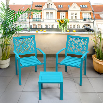 Stackable 2 Person Square Outdoor Bistro Set