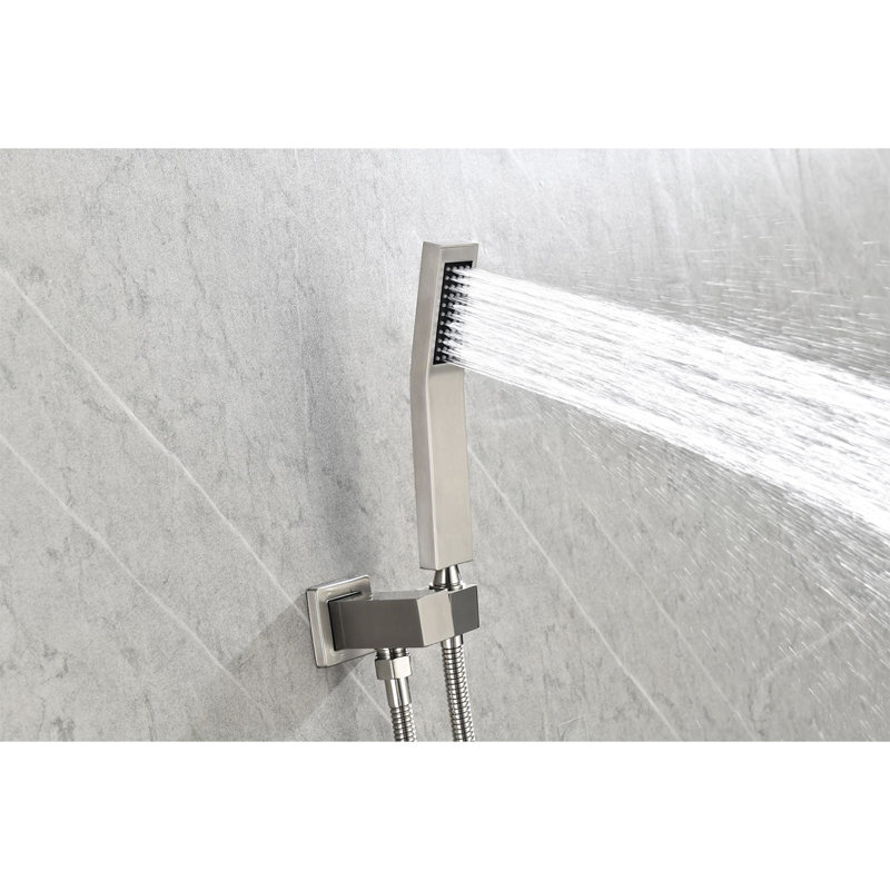 Ceiling Mounted Shower System With Powerful Water Spray & Modern Look 12" Mount: Quality And Performance, Silver