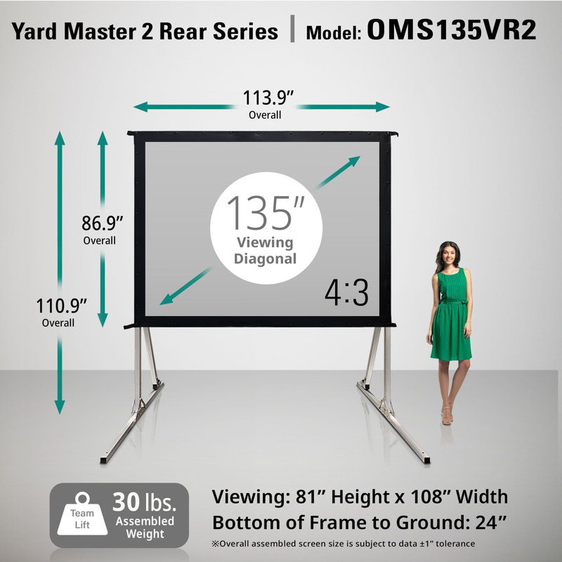 Yard Master 2 Rear Series Grey 81" x 108" Portable Folding Frame Projector Screen