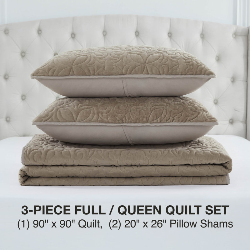 BCBG Astor Velvet Quilt Set, Full/Queen