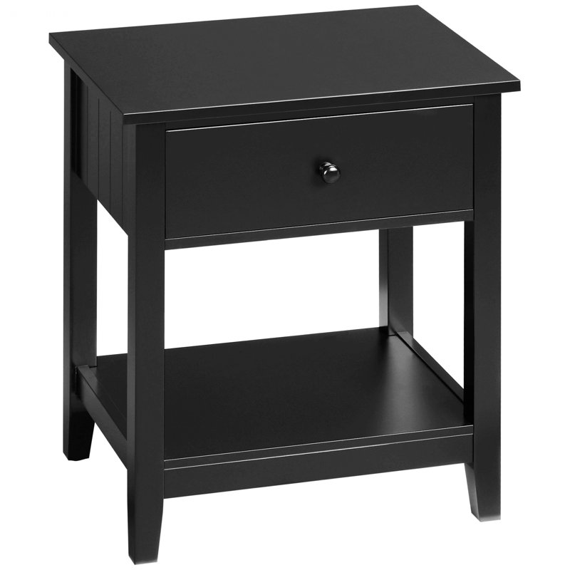 Petite table d'intérieur, table de bout, table de chevet avec tiroir et tablette de rangement, table d'appoint moderne pour le salon