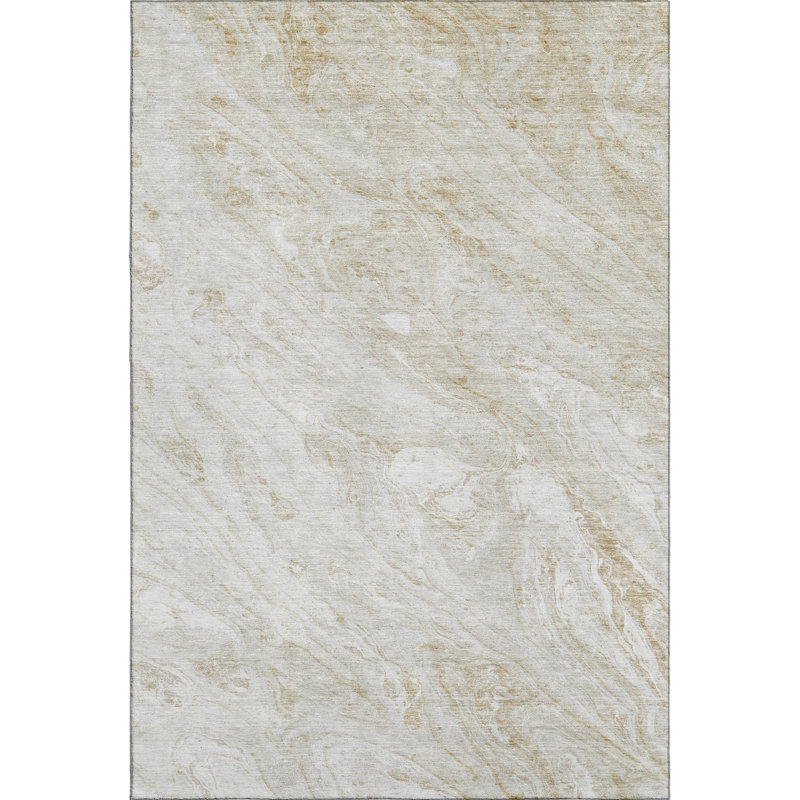 Tapis ivoire Cerrito lavable à la machine de qualité supérieure, Rectangulaire 3 pi x 5 pi