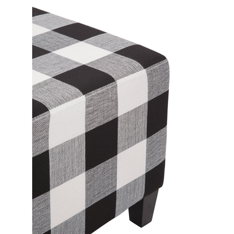 Stockton Square Farmhouse Ottoman/Footstool, Black and White Buffalo Check