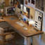 Bureau rectangulaire brun, bois massif transparent et acrylique-1601317395-1601317405