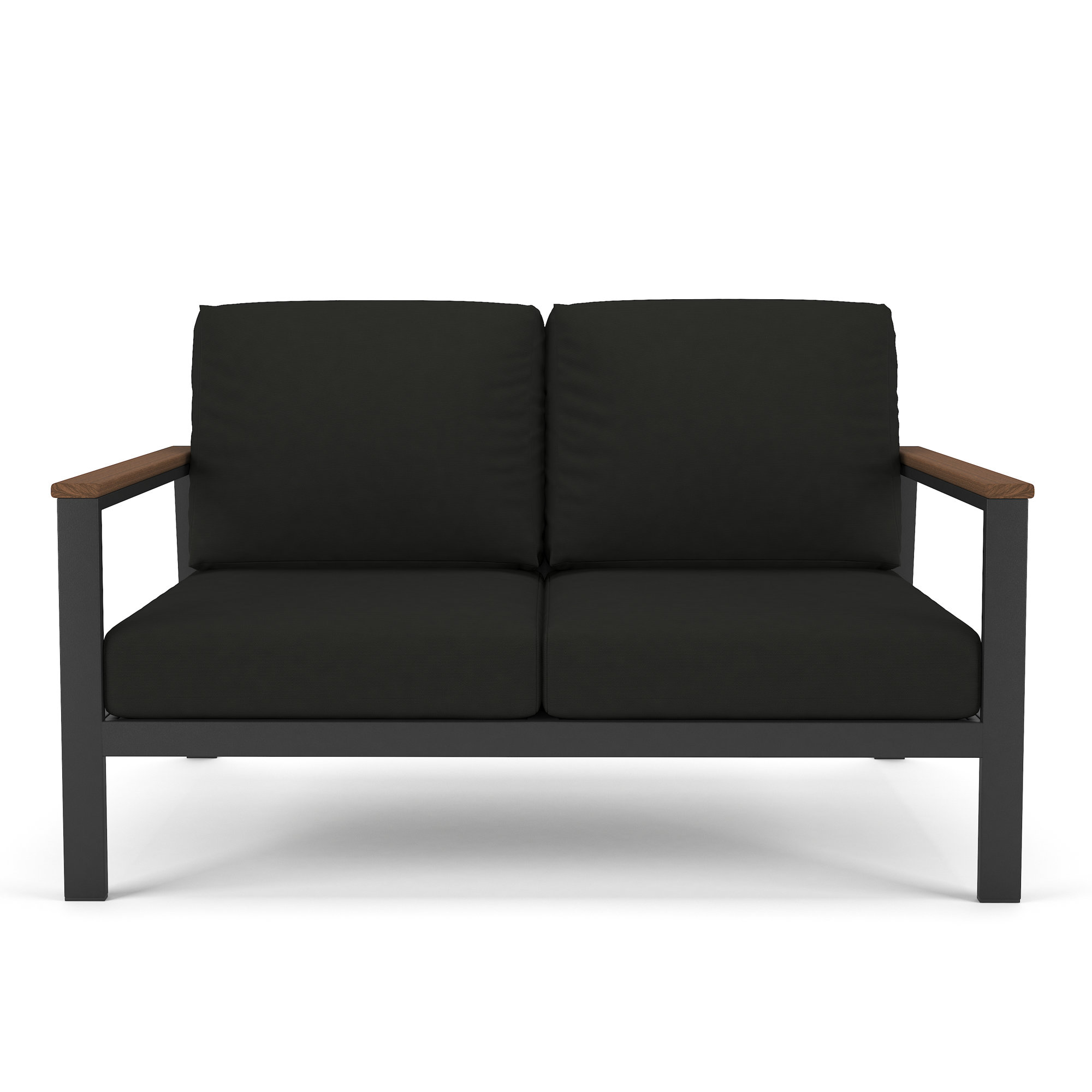 Townsend Loveseat with Sunbrella Cushion, Canvas Black Sunbrella® Canvas, Brown