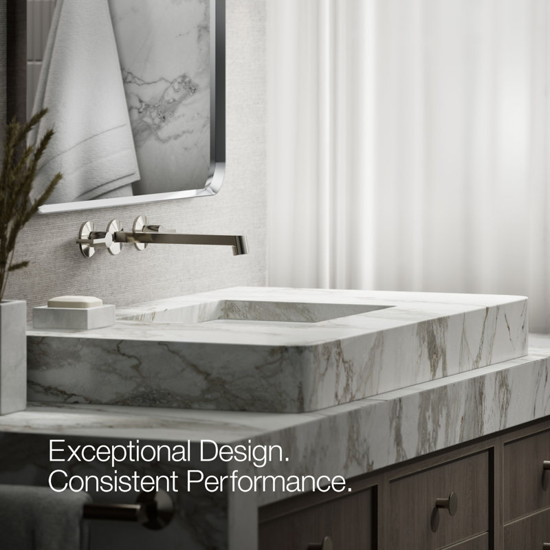 Components Wall-Mount Bathroom Sink Faucet Spout With Row Design 1.2 GPM, Polished Nickel