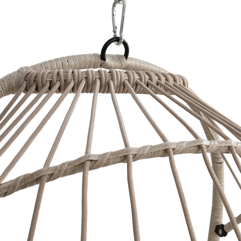 Chaise suspendue pour - balançoire en œuf Pe rouge avec fonction escamotable et cadre en fer, Rouge / Naturel