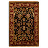 Hand-Knotted High-Quality Black and Red Area Rug
