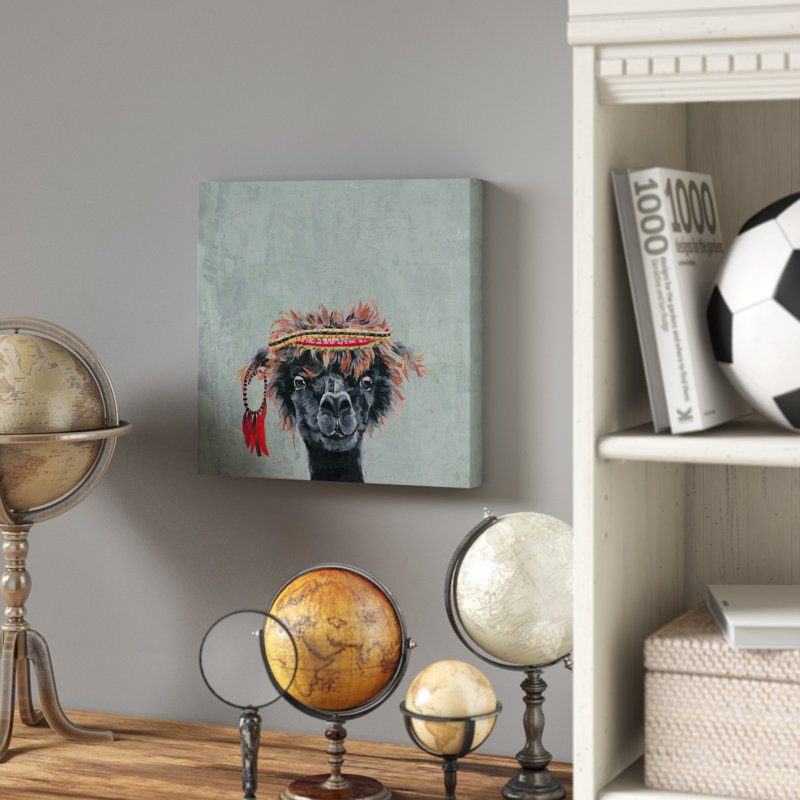 Hatten «Hippie Llama», reproduction sur toile tendue, H 48 po x l 48 po x P 1,5 po, Toile tendue