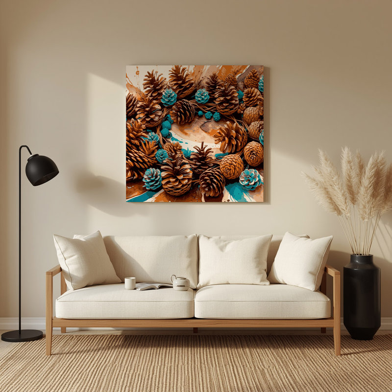 «Southwestern Plants Pinecone 181», art mural en métal brun