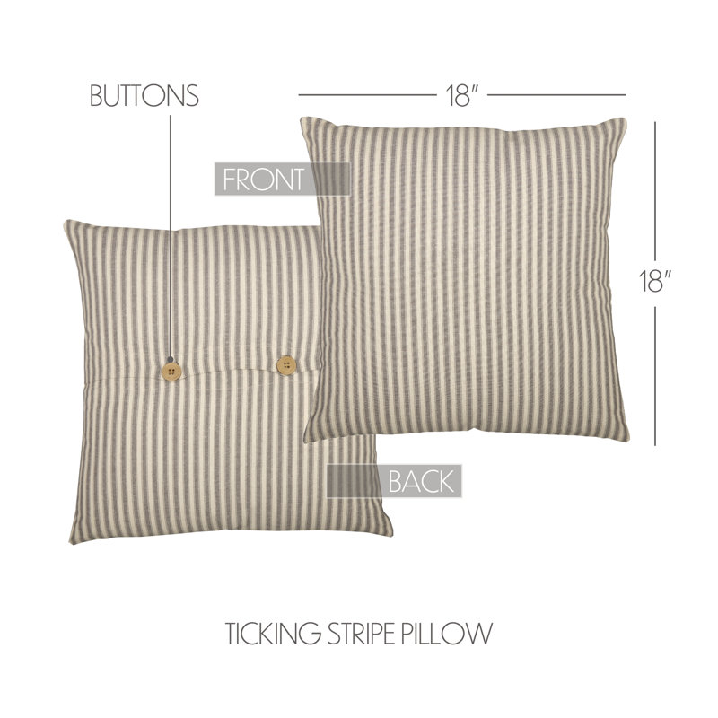 Grace 18" Beige and White Cotton Striped Throw Pillow