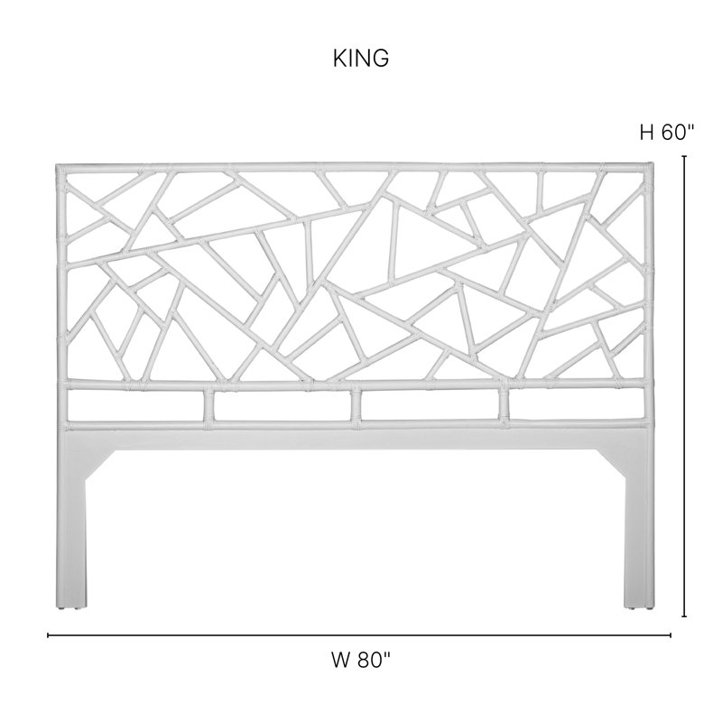 Tiffany Wicker/Rattan Open-Frame Headboard, King, White
