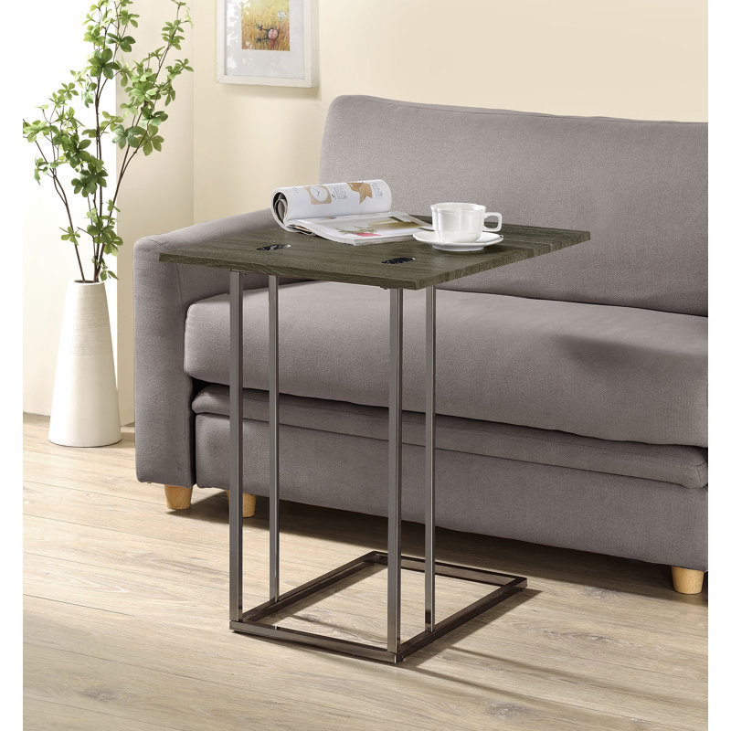 Table de bout cadrée, Noir, noir, noir, noir, Gris patiné