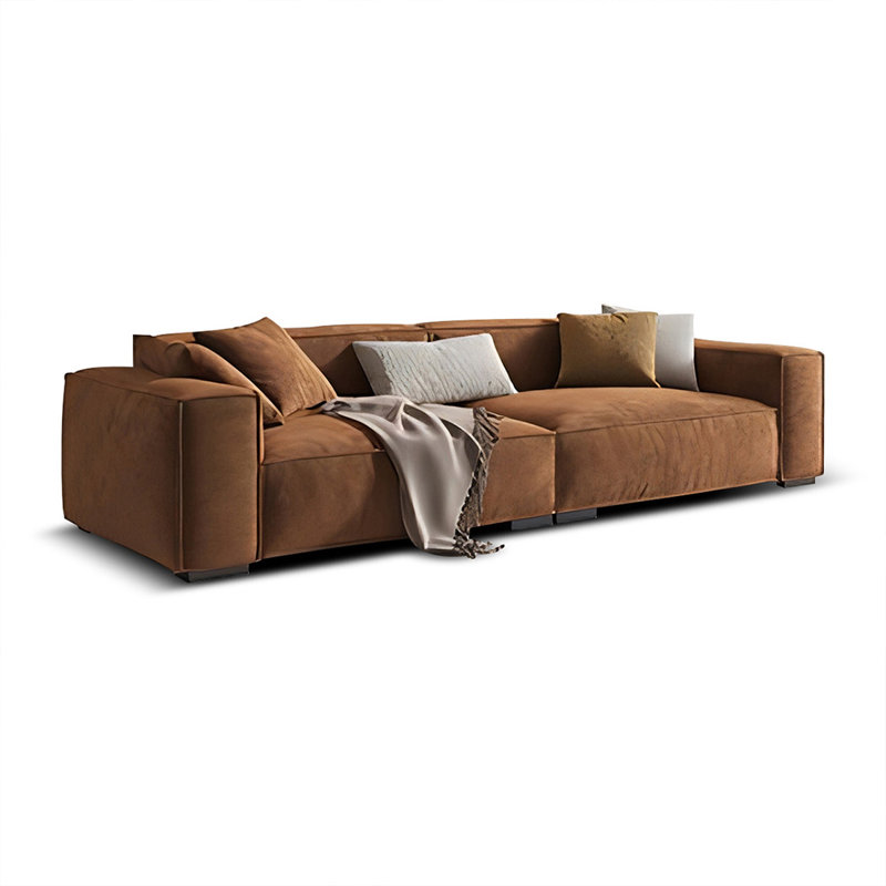 Canapé modulaire orange en cuir véritable, Orange