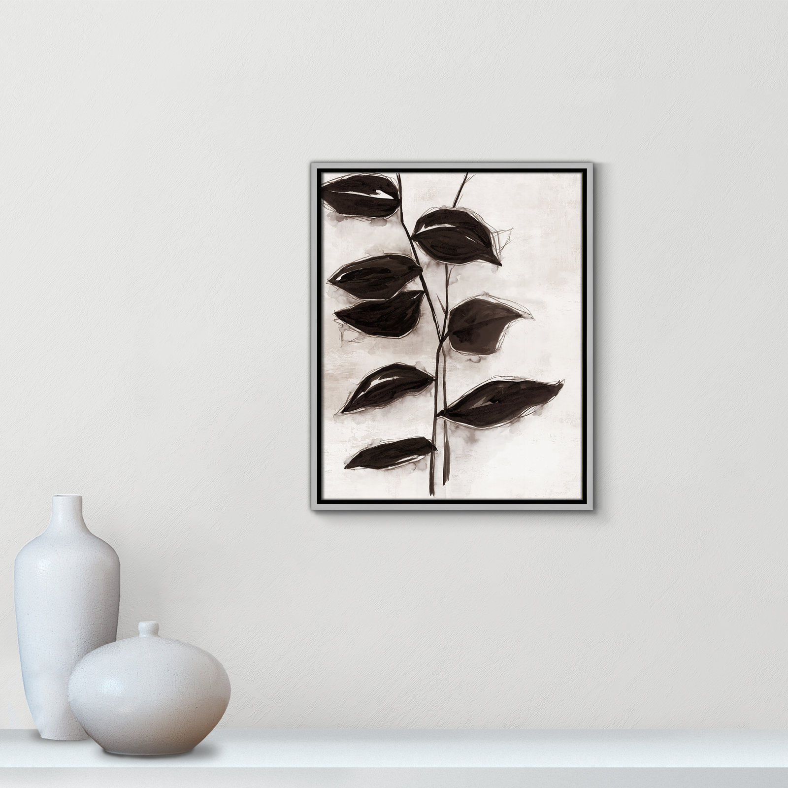Leaves I by Eva Watts, 21.5" H x 17.5" W x 2" D, Silver Framed