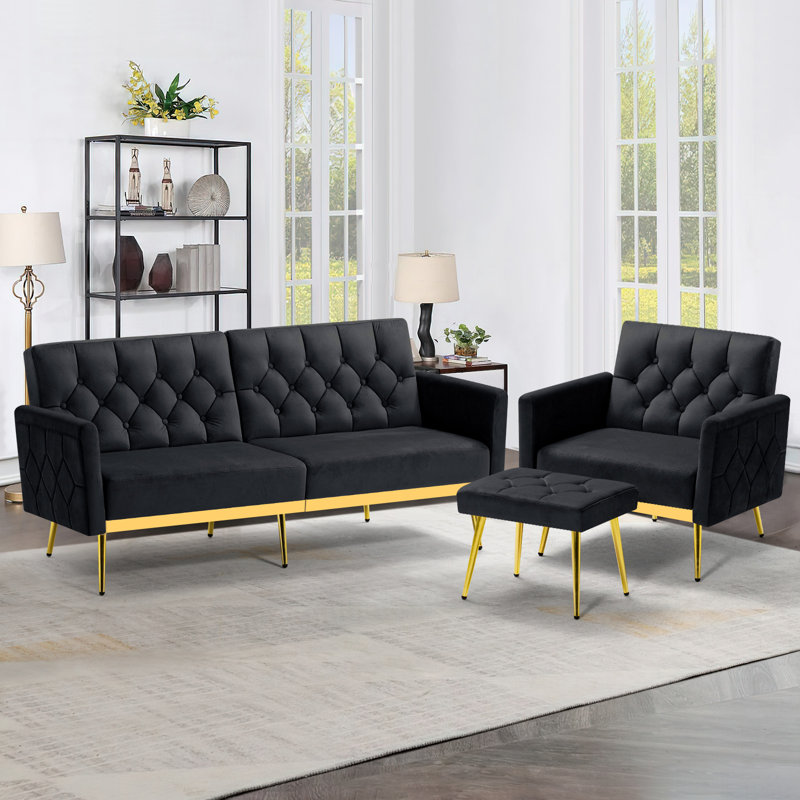 2 - Piece Velvet Living Room Set, Black