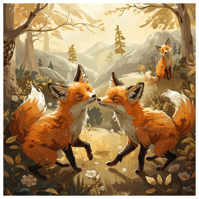 Renards dans des couvertures de forêt
