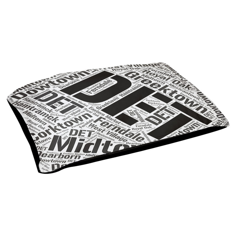 Coussin de chien « districts », Moyen (H 9,5 po x l 28 po x P 18 po), Noir, Détroit