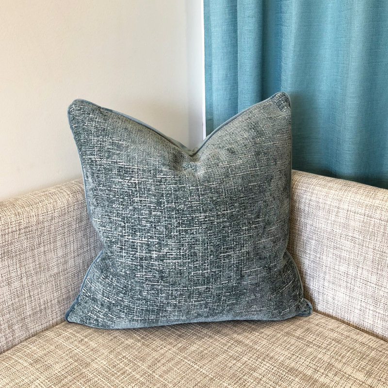 Joelle Square Pillow Cover & Insert, Denim
