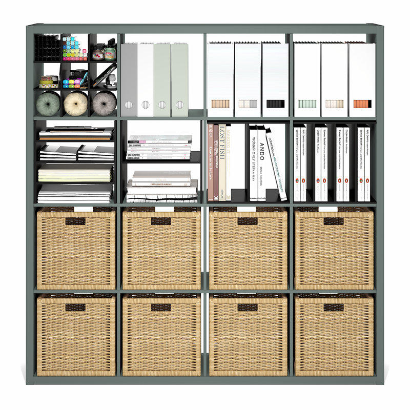 Arlton 6-Cube Bookcase, (16 Shevles) 57.95"H x 57.8"W x 14.57"D, Green