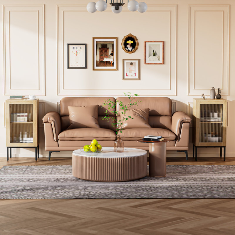 Ensemble de tables de bout Modern Wood, Beige