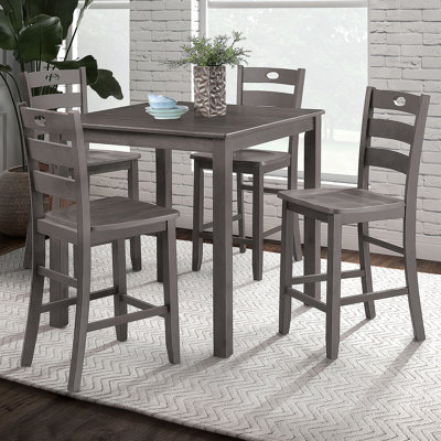 Ensemble de table de salle à manger 5 pièces de style transitionnel avec table à hauteur de comptoir et chaises à dossier à lattes pour une expérience culinaire contemporaine