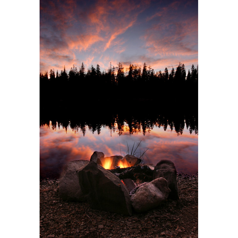Lakeside Campfire - Wrapped Canvas Print, 30cm H x 20cm W x 3.8cm D