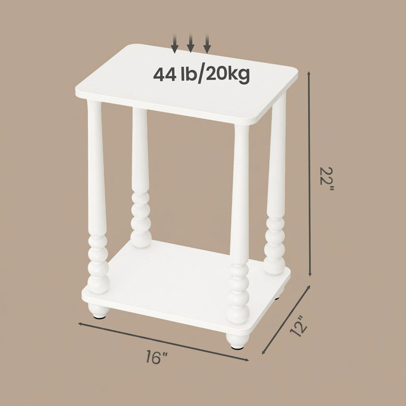 Rectangular End Table, White