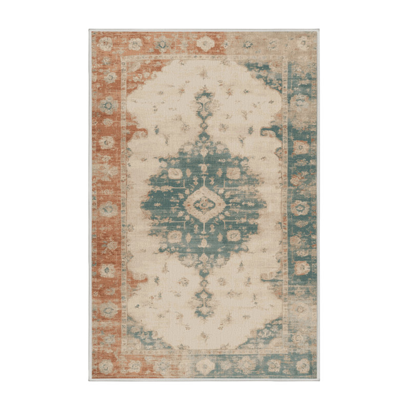 Tapis beige surteint lavable à la machine, Rectangulaire 2 pi x 3 pi
