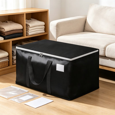 Heavy-Duty Moving Bags with Backpack Straps, Extra Capacity Storage Totes, Double Zipper Packing Bags, Reusable Travel & Storage Bags for Clothes, Bedding, and Gear, Strong Handles, Black