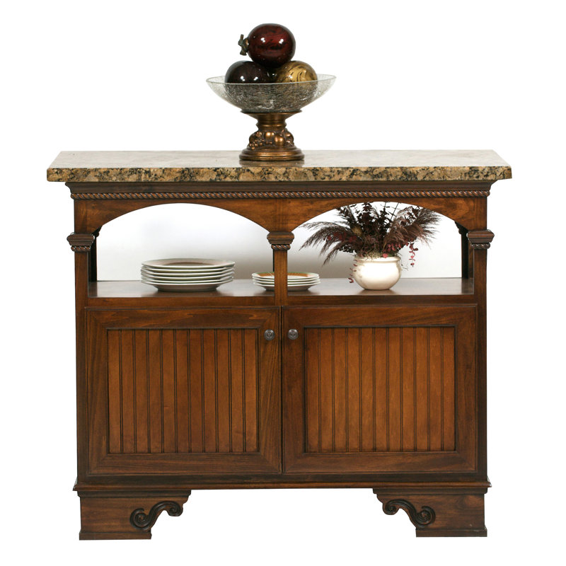 South Perth Granite Top Kitchen Island, Wood, European Gold