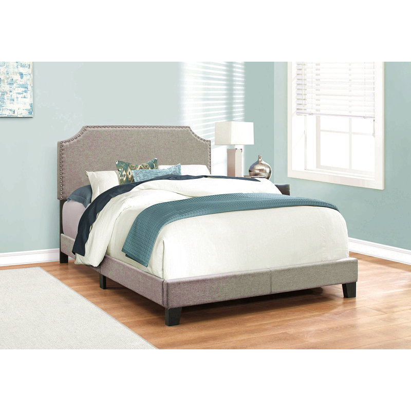 Bed, Full Size, Bedroom, Upholstered, Full, Gray