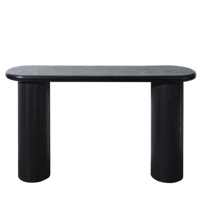Wood Console Table, Modern Black Console Table, 56" W fluted entryway table,Black Entry Table Narrow Console Table Modern Hallway Table Modern Sofa Ta