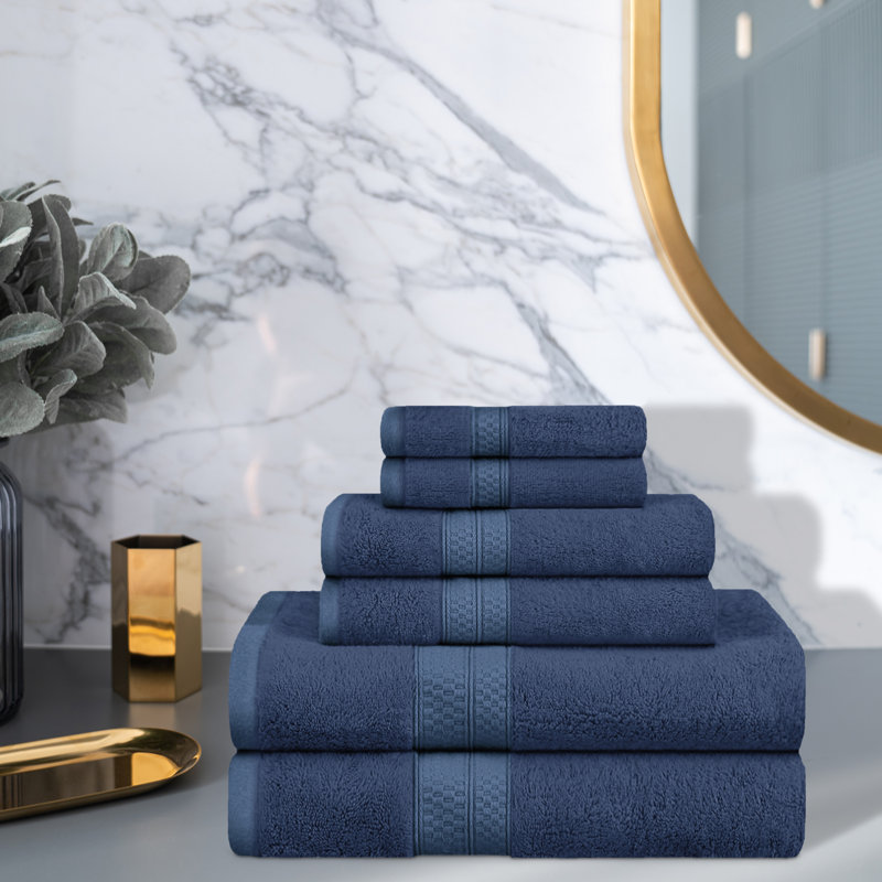 BNM 6 Piece Rayon from Bamboo Towel Set, Royal Blue