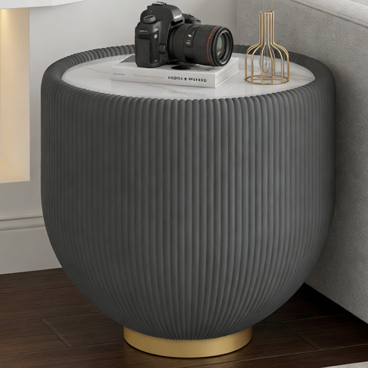 Table d'appoint moderne et ronde, Gris/doré