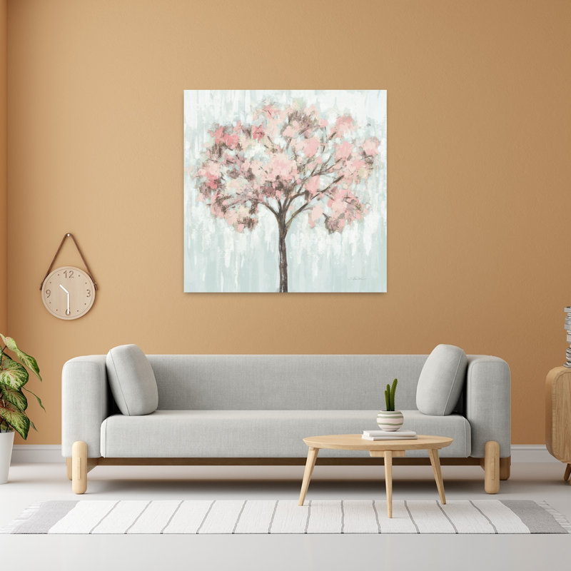 Art contemporain en fleurs avec des arbres, H 48 po x l 48 po