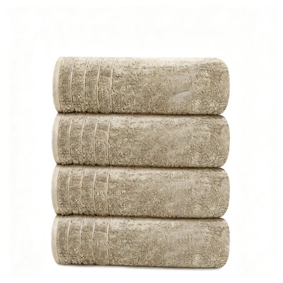 Extra Large Bath Towels, 4 Pack (Beige)