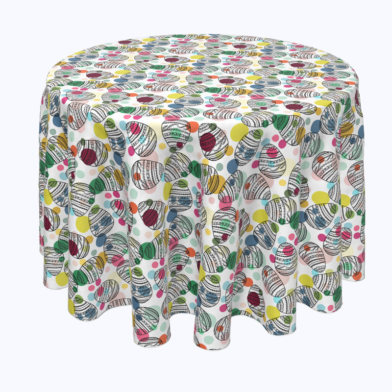 Miles Geometric Round Easter Tablecloth, 114" x 114"