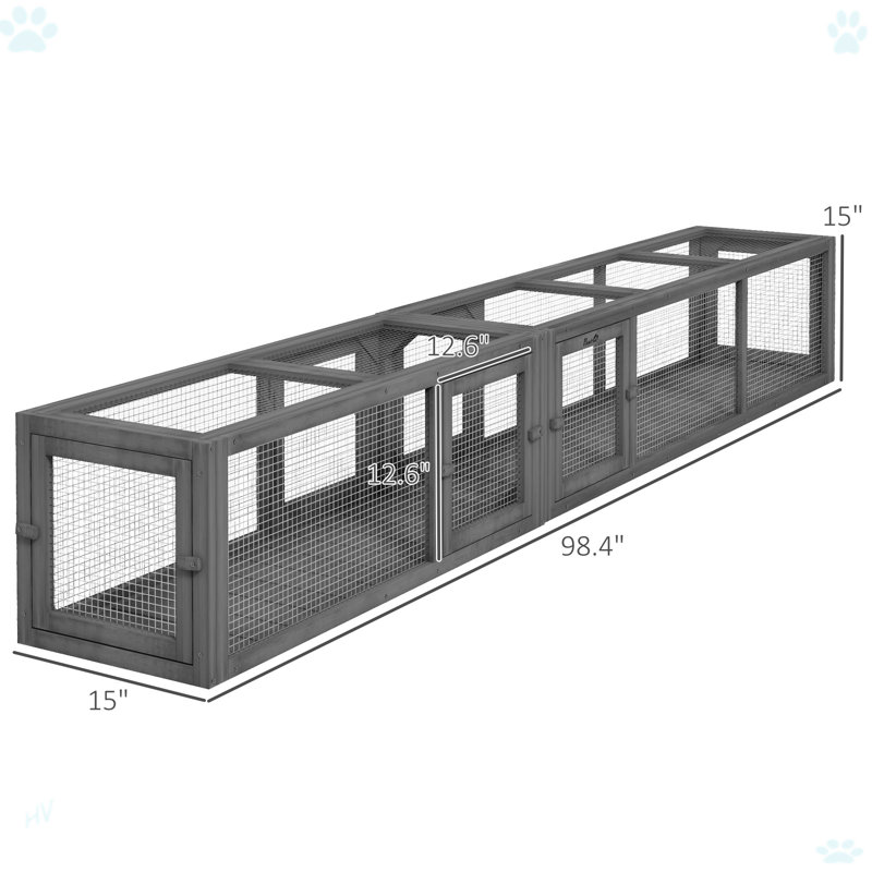 Tube pour chat en bois avec conception combinable, 8 portes, Gris foncé
