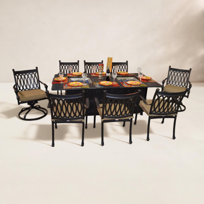 Brockport 8 - Person Patio Dining Set with Rectangular Table , Sunbrella® Cushions Included