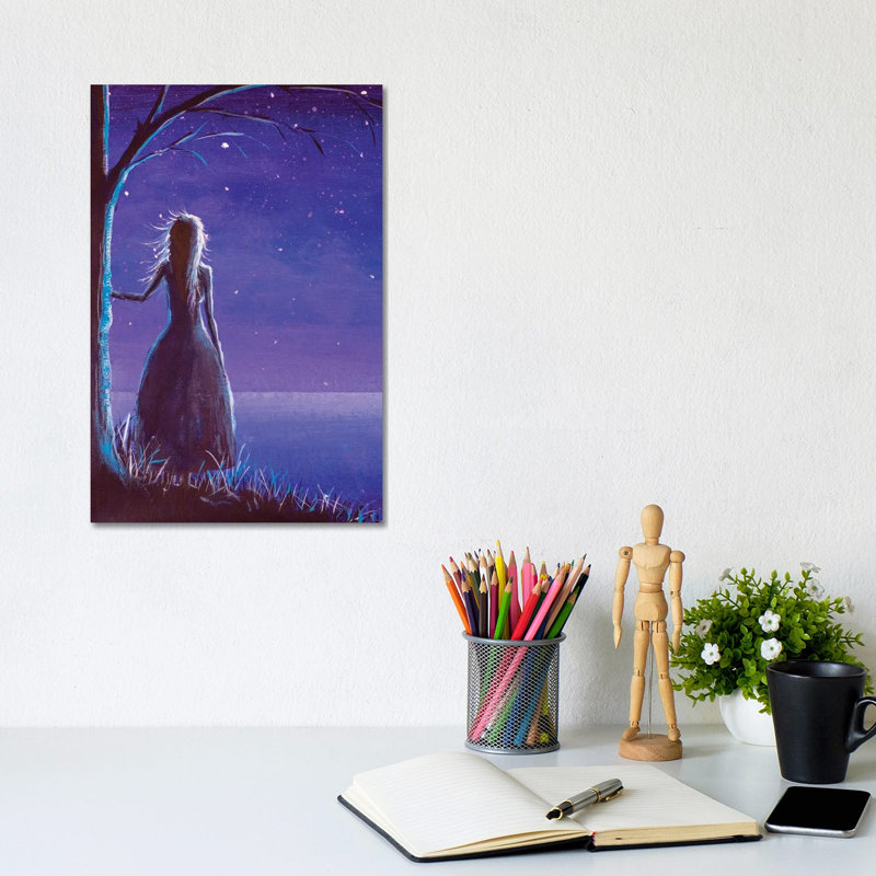 Princess Making A Wish In Night by Valery Rybakow - Wrapped Canvas Print, 20.32 cm H x 30.48 cm W