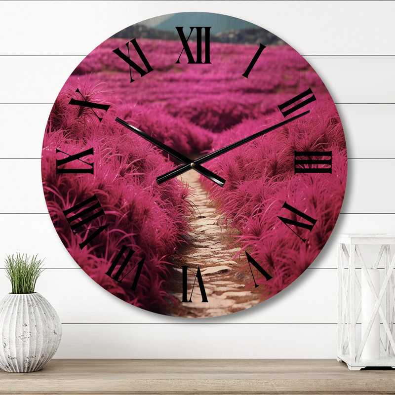 Horloge murale Fushia Blooming Abstraction II, Moyenne