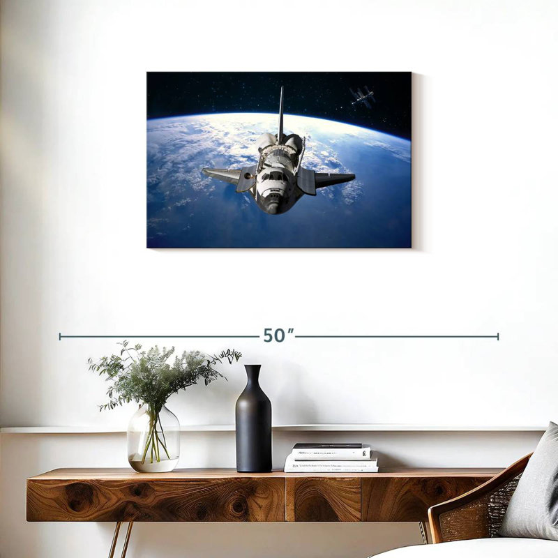 Oberle Space Shuttle Orbiting Earth, 20" H x 30" W