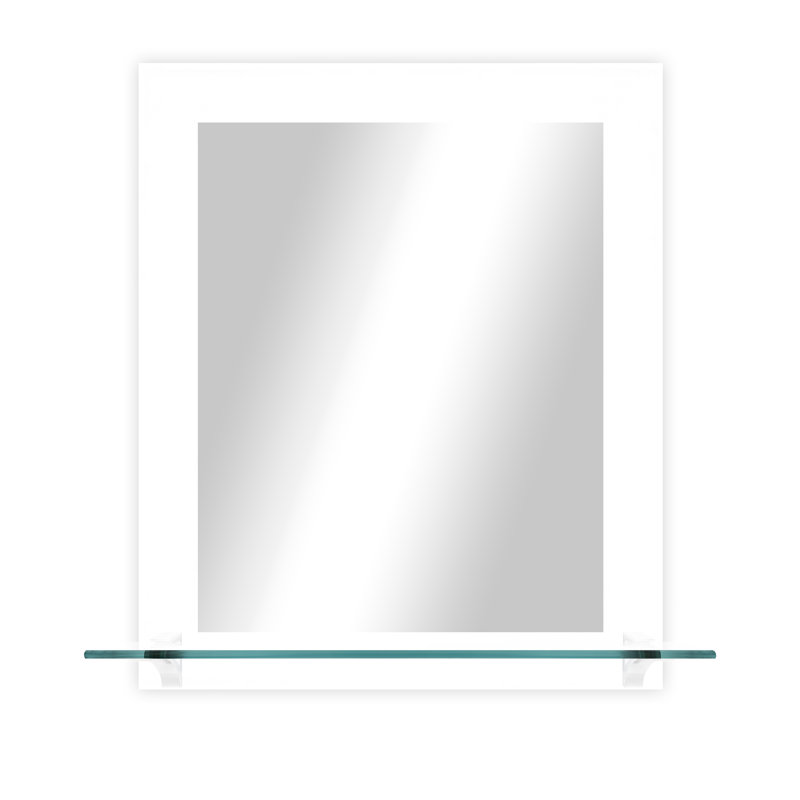 Kridia Flat Wall Mirror, Vertical, Glossy White/White, 25.5" H x 21.5" W