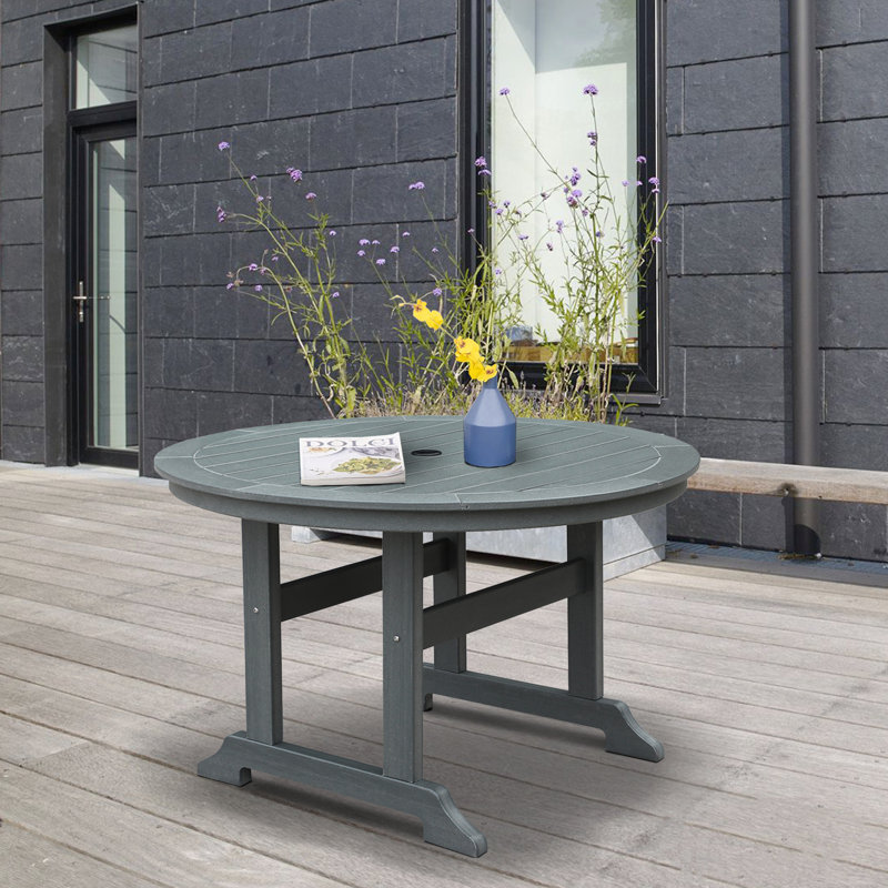 Round Metal Outdoor Dining Table With Umbrella Hole , 48'' in. W 48'' in. D