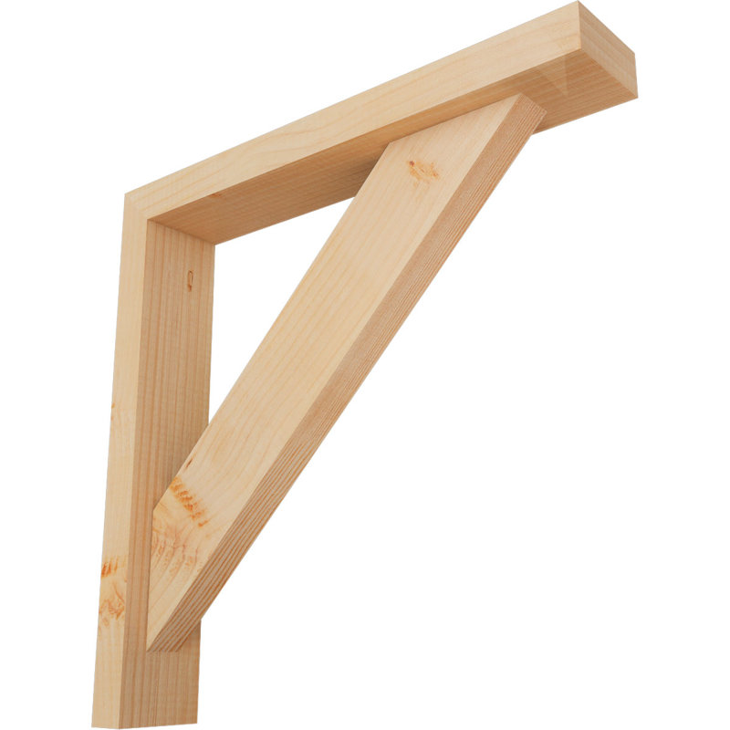 Traditional Block Bracket w/ Offset Brace, 20 x 20, 3 1/2"W Douglas Fir (Smooth)