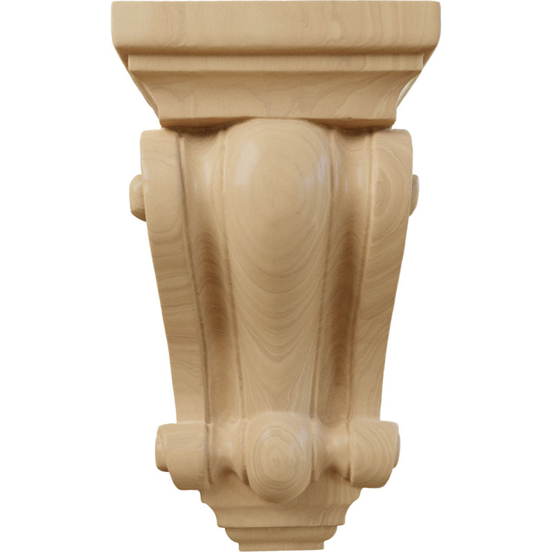 Corbeau en bois Cole Pilaster, H 7,5 po x l 4 po x P 2,5 po, Cerisier